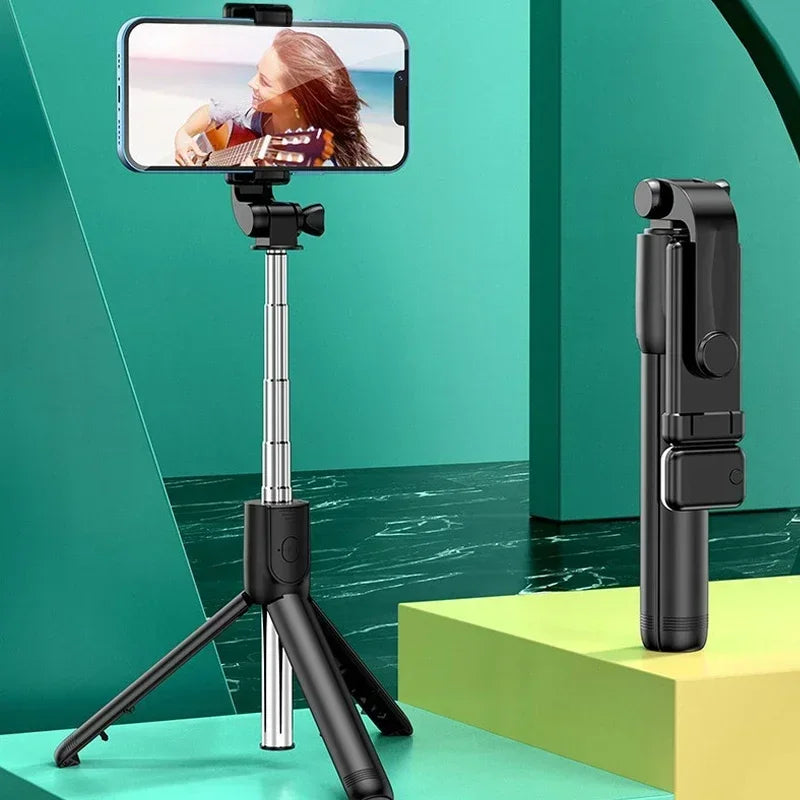 Selfie Stick Telescopic Travel Handheld Tripod Portable Phone Stand [700mm] Bluetooth Remote Extendable Phone Tripod