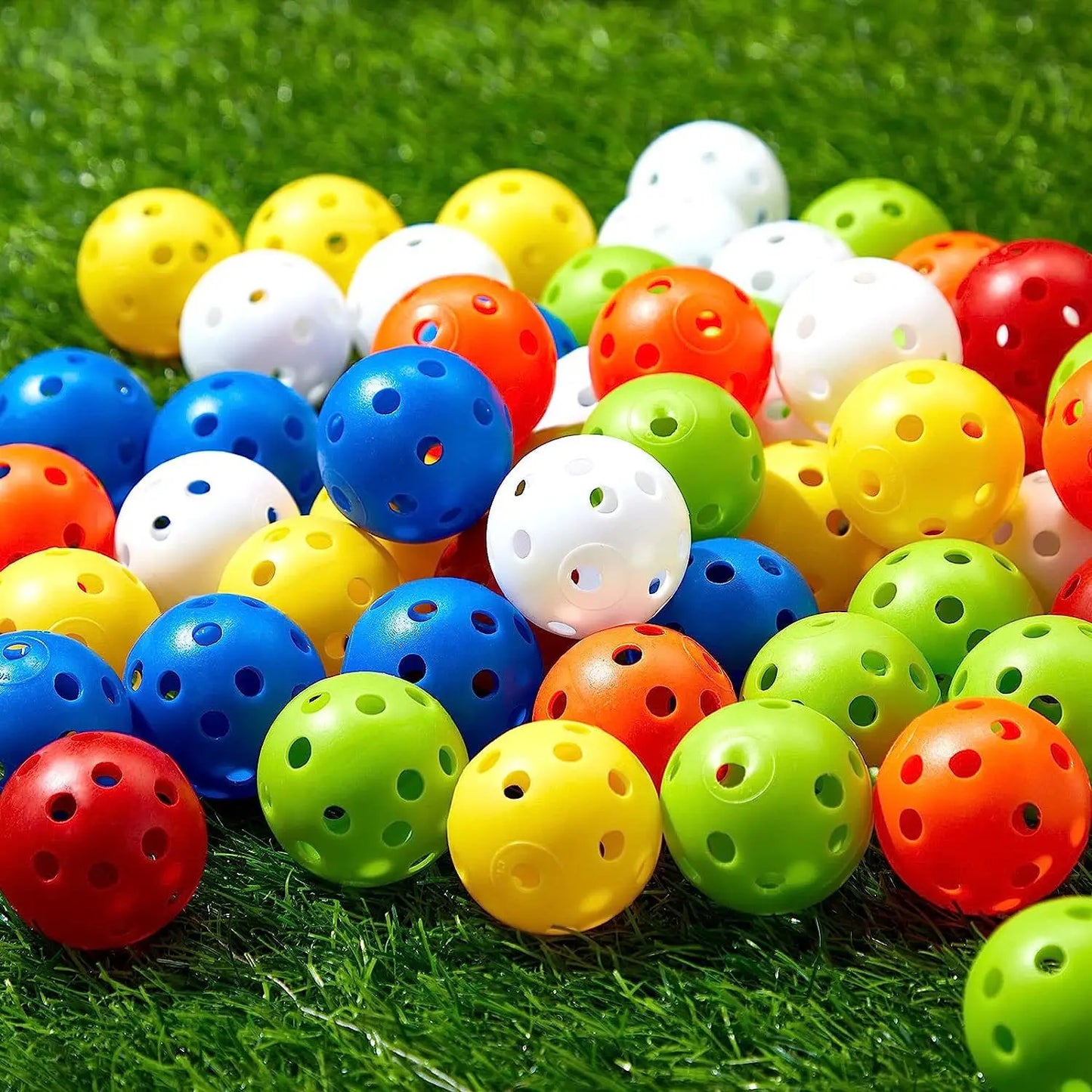50pcs Golf Practice Ball 42mm 26 Hole Indoor Plastic Golf Ball PE Material Children's Hole Toy Ball JQ58962