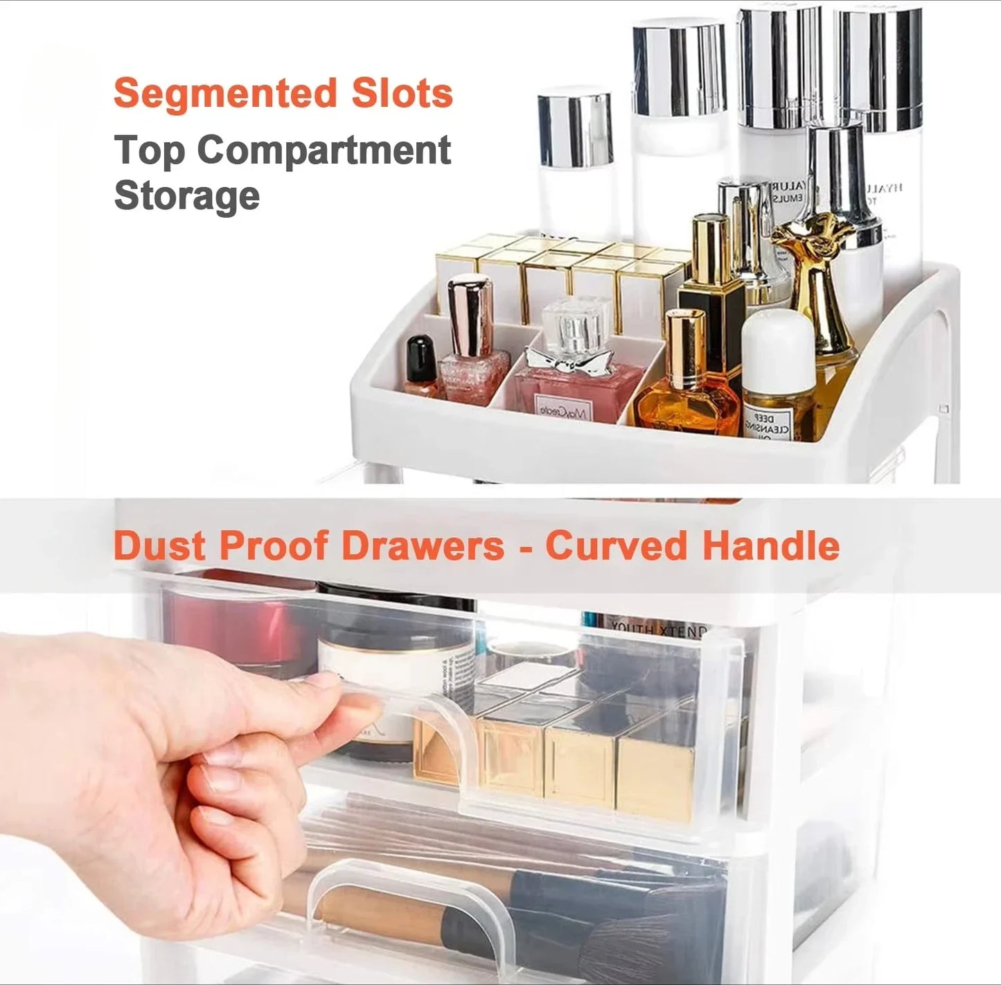 Multilayer Desktop Storage Box with Drawers, Stackable Makeup & Jewelry Organizer for Hair Accessories, Office Stationery Holder