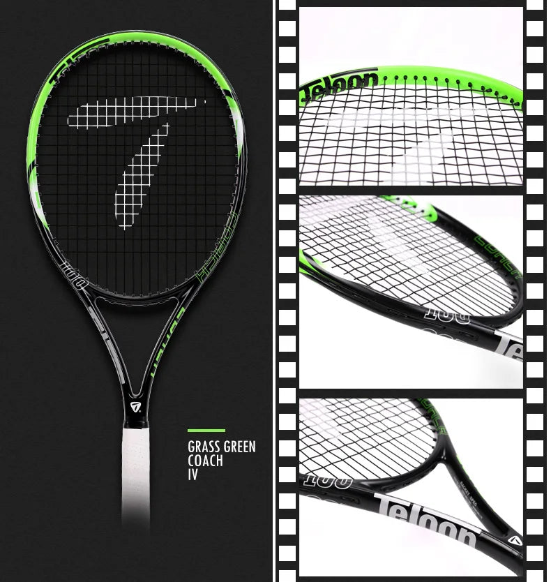 TELOON Genuine Carbon Tennis Racket Beginner College Student Men's and Women's Single with Wire Rebound Tennis Trainer Set