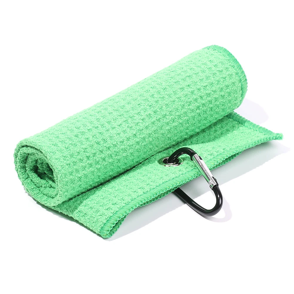Cotton High Water Absorption Microfiber Cleaning Towels Golf Towel With Carabiner Hook Cleans Clubs