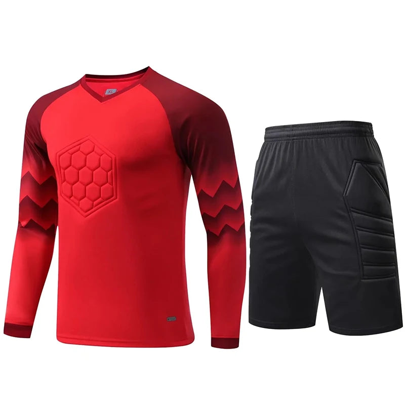 Men Kid 2024 Soccer Goalkeeper Uniform Protective Sponge Long Sleeve Football Training Goalkeeper Top Soccer Jersey Pants Custom