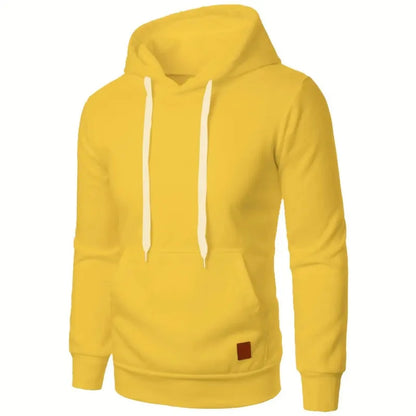 Men's Lightweight Polyester Hooded Sweatshirt Solid Color Long Sleeve