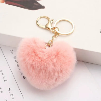 Heart-Shaped Rainbow Plush Keychain, Bag Pendant And Car Keyring