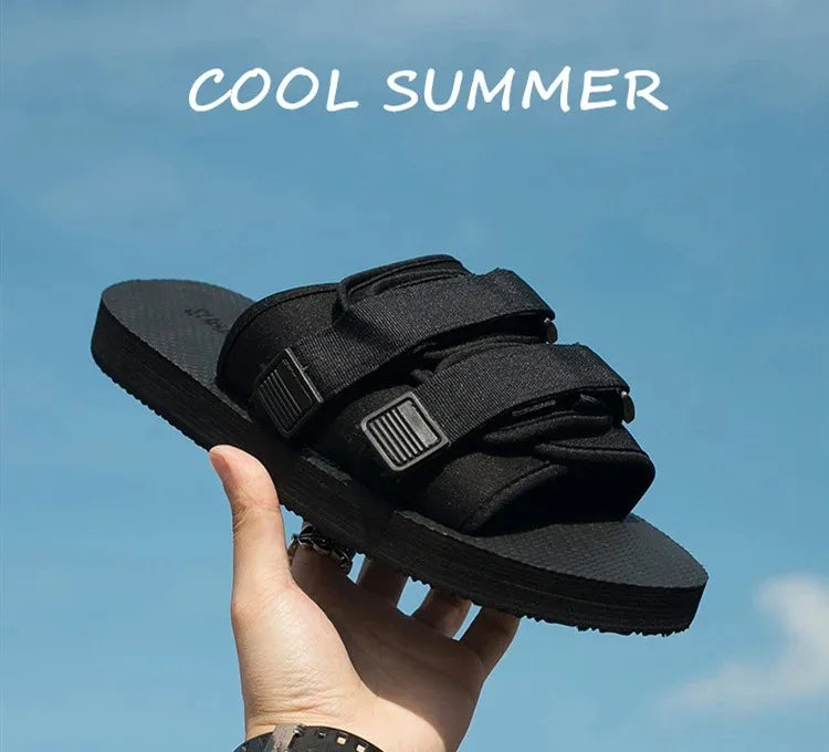 High Quality Outdoor Men Slippers Hook&Loop Canvas Casual Couple Shoes Slip-on Beach Slippers Sandals Women Shoes Flip Flops