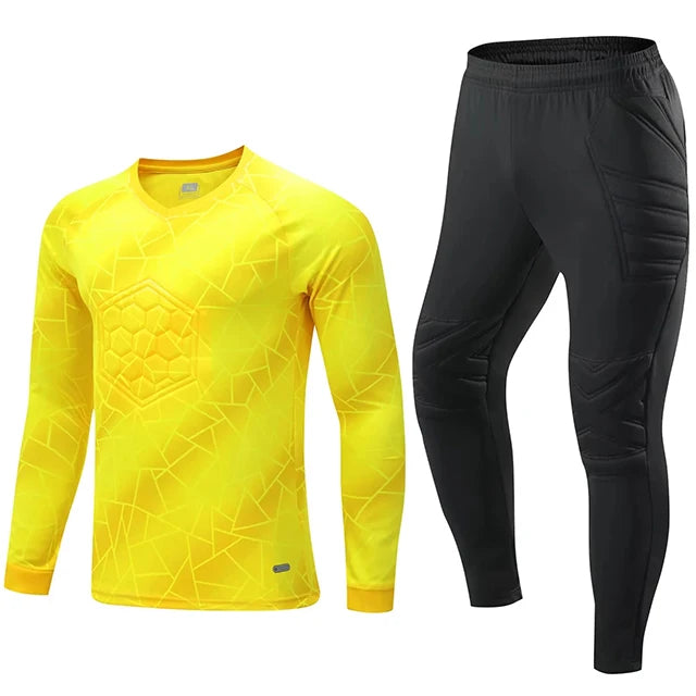 Men Kid 2024 Soccer Goalkeeper Uniform Protective Sponge Long Sleeve Football Training Goalkeeper Top Soccer Jersey Pants Custom