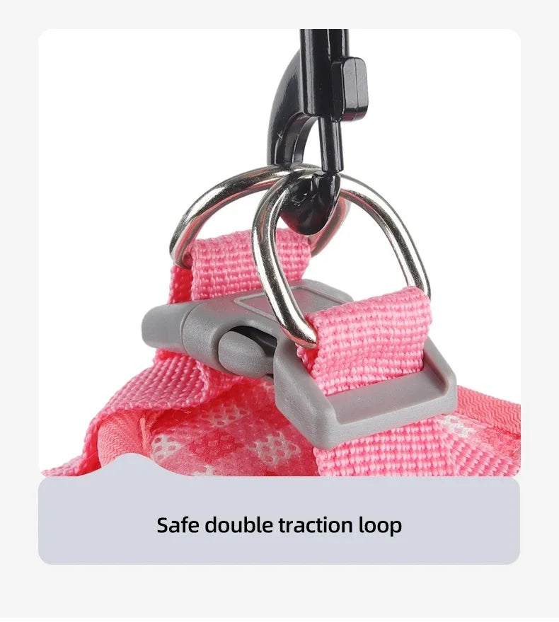 Checkered Pet Harness Kitten Strap Eye Catching Color Puppy Anti Loss Strap Outdoor Breathable Adjustable Reflective Chest Strap