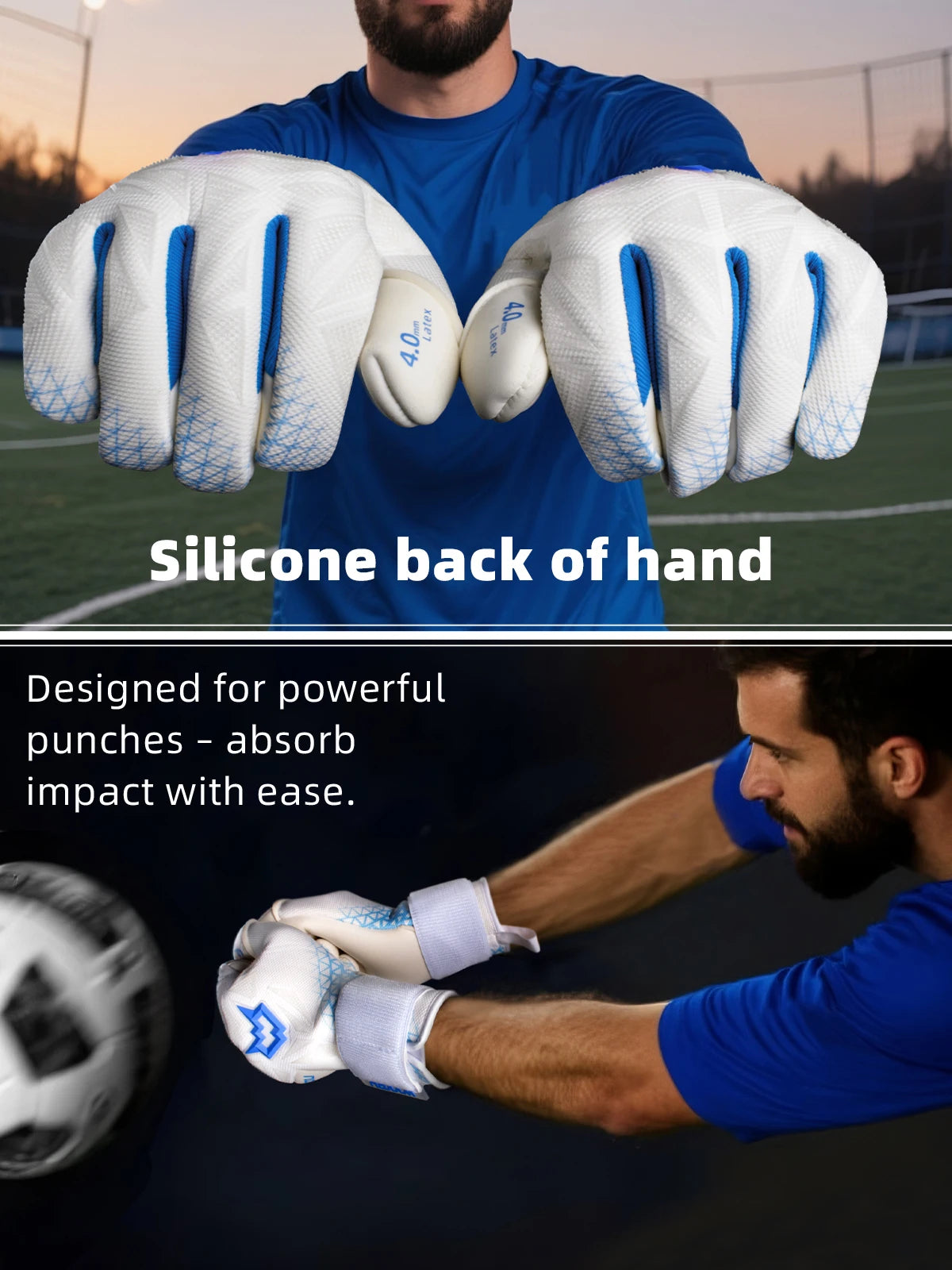 WVVOU Soccer Goalie Gloves,breathable football gloves,with 4+3mm adhesive super grip latex palm