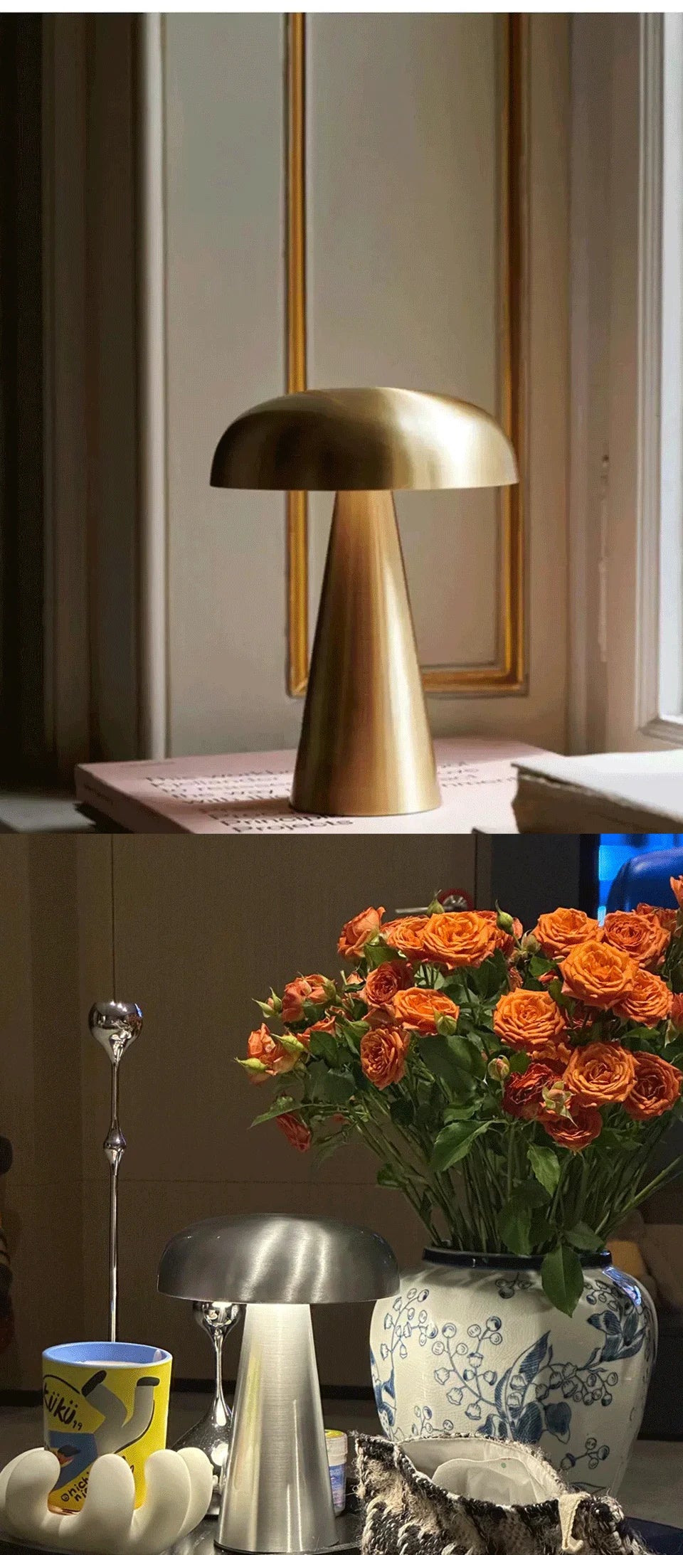 LED Table Lamp Retro Mushroom  Touch Sensor Bedside Lamp Rechargeable Reading Lights For Bedroom Restaurant Bar Decor Lighting