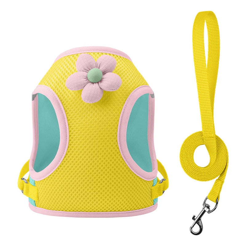 Puppy Dog Reflective Pet Harness And Leash Set For Dog &Cat No Pull Dog Vest Harness With Breathable Mesh Chest Straps
