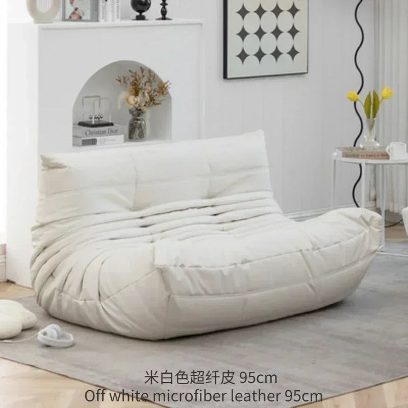 Single Casual Sofa Chair with Cat Scratch Leather Nordic Togo Lazy Caterpillar Sofa Bedroom Living Room Balcony Suede Sofa
