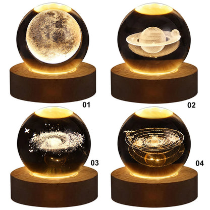 3D Crystal Galaxy Ball USB Night Lamp With Galaxy Projection