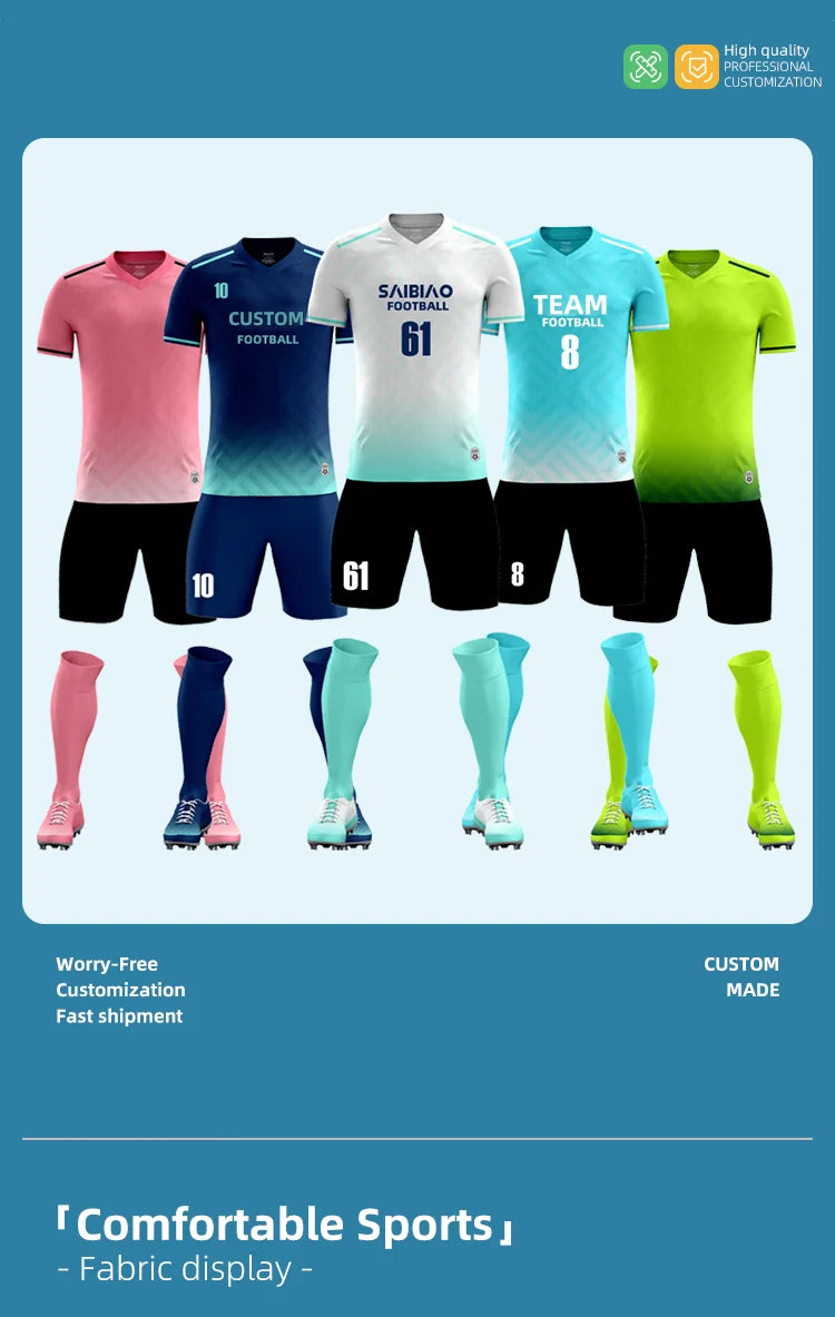 MAN Football Jerseys Team Training Customize Professional Women Soccer Uniform Adult Kids Futsal Quick-Drying Sportswear Outfit