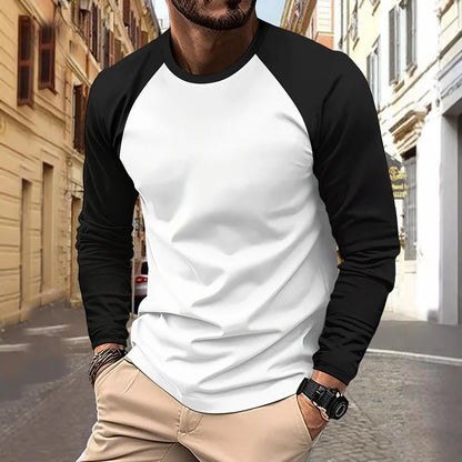 Men's Long Sleeve O-Neck Raglan Top Polyester Knit Casual Spring Autumn