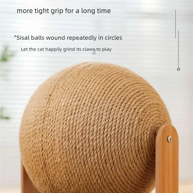 Wooden Cat Scratching Ball with 2-in-1 Sisal Scratch Board