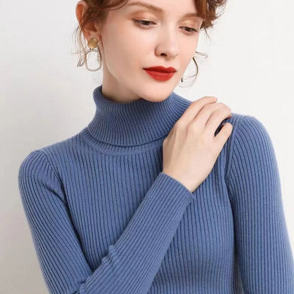 Sweater For Women Knitted Ribbed Turtleneck Long Sleeve Pullover