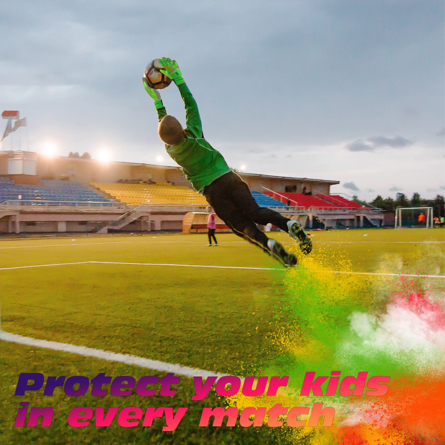 Sportout Kids Goalkeeper Gloves, Soccer Gloves with Double Wrist Protection and Non-Slip Wear Resistant Latex Material