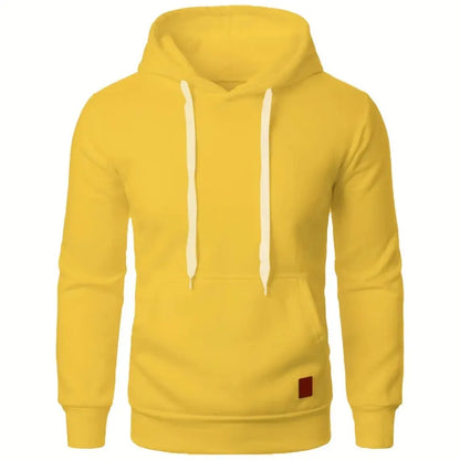 Men's Lightweight Polyester Hooded Sweatshirt Solid Color Long Sleeve