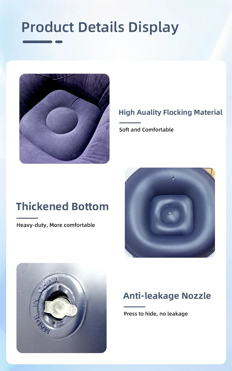 Portable Inflatable Sofa Soft Indoor Bedroom Lounge Bean Bag Chair Outdoor Camping Lazy Seat Round Single Inflatable Sofa