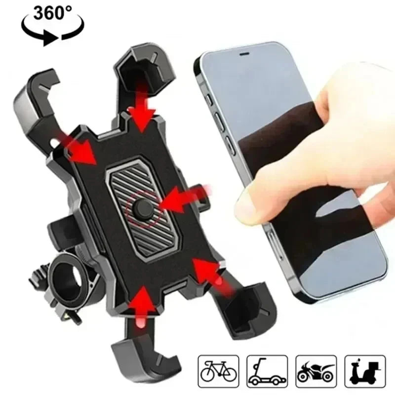 Motorcycle Bike Phone Mount 360° Rotatable Phone Holder for Mountain Bike Moto Motorcycle Stand Bracket Non-slip Cycling