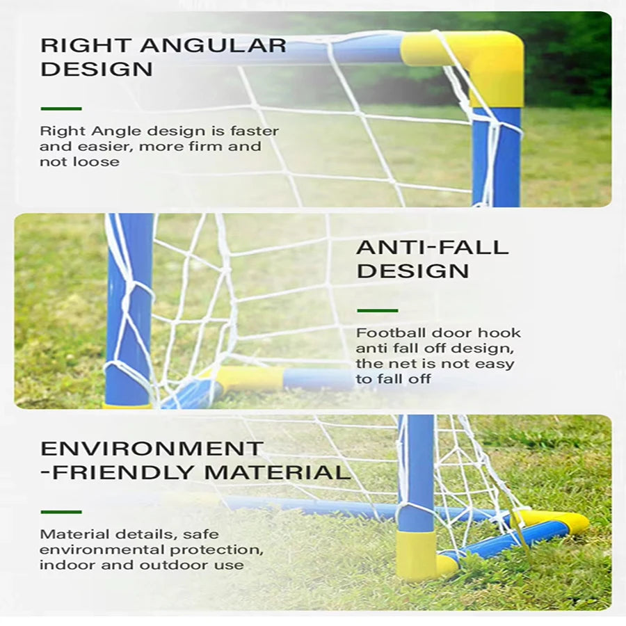 Football Goal Sports Toy Foldable Children's Football Gate with Pump & Ball Portable Soccer Goal for Outdoor Football Training