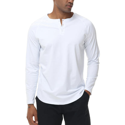 Men's Long Sleeve Cotton Elastane V-Neck Knit Top Shirt
