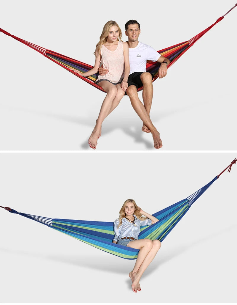 Single Wide Thick Canvas Hammock Outdoor Camping Backpackaging Leisure Swing Portable Hanging Bed Sleeping Swing Hammock