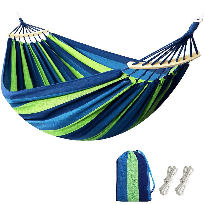 Single Wide Thick Canvas Hammock Outdoor Camping Backpackaging Leisure Swing Portable Hanging Bed Sleeping Swing Hammock