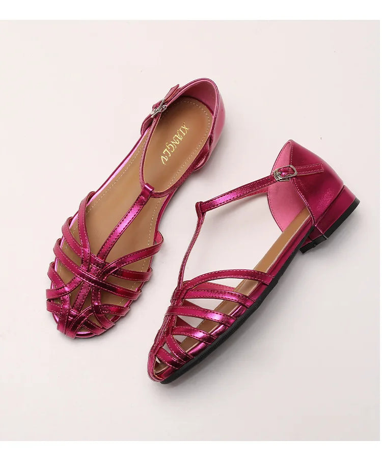 ZAROY Summer Cross Strap Flat Sandals Women Round Toe Ankle Buckle Hollow Casual Roman Sandalia Zapatos De Mujer сандали