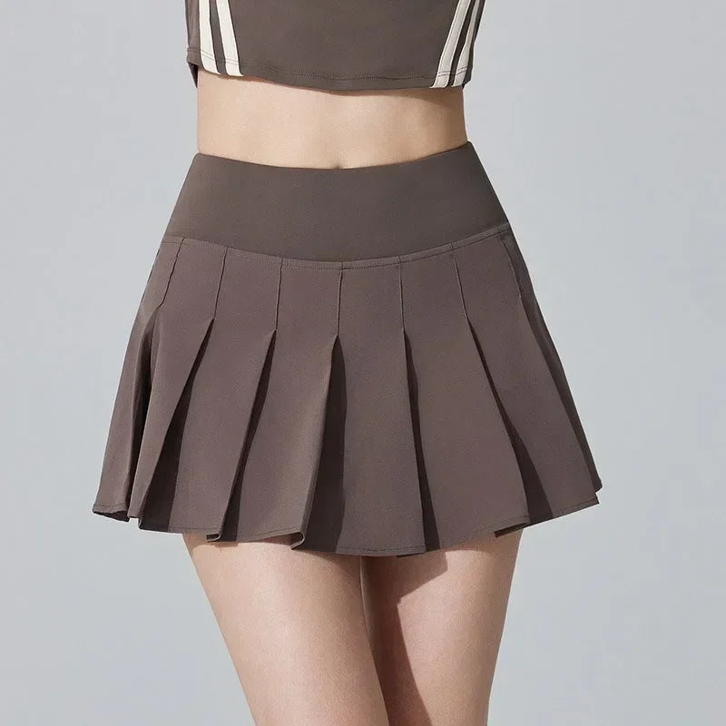 High Waist Slim Fit Pleated Skirt Running Sports Fitness Skirt Tennis Badminton Golf Short Skirt for Women