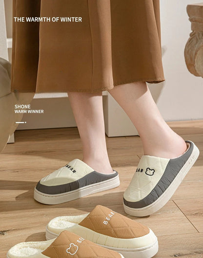 Winter Waterproof Slippers For Men With Plush Insole And Non Slip