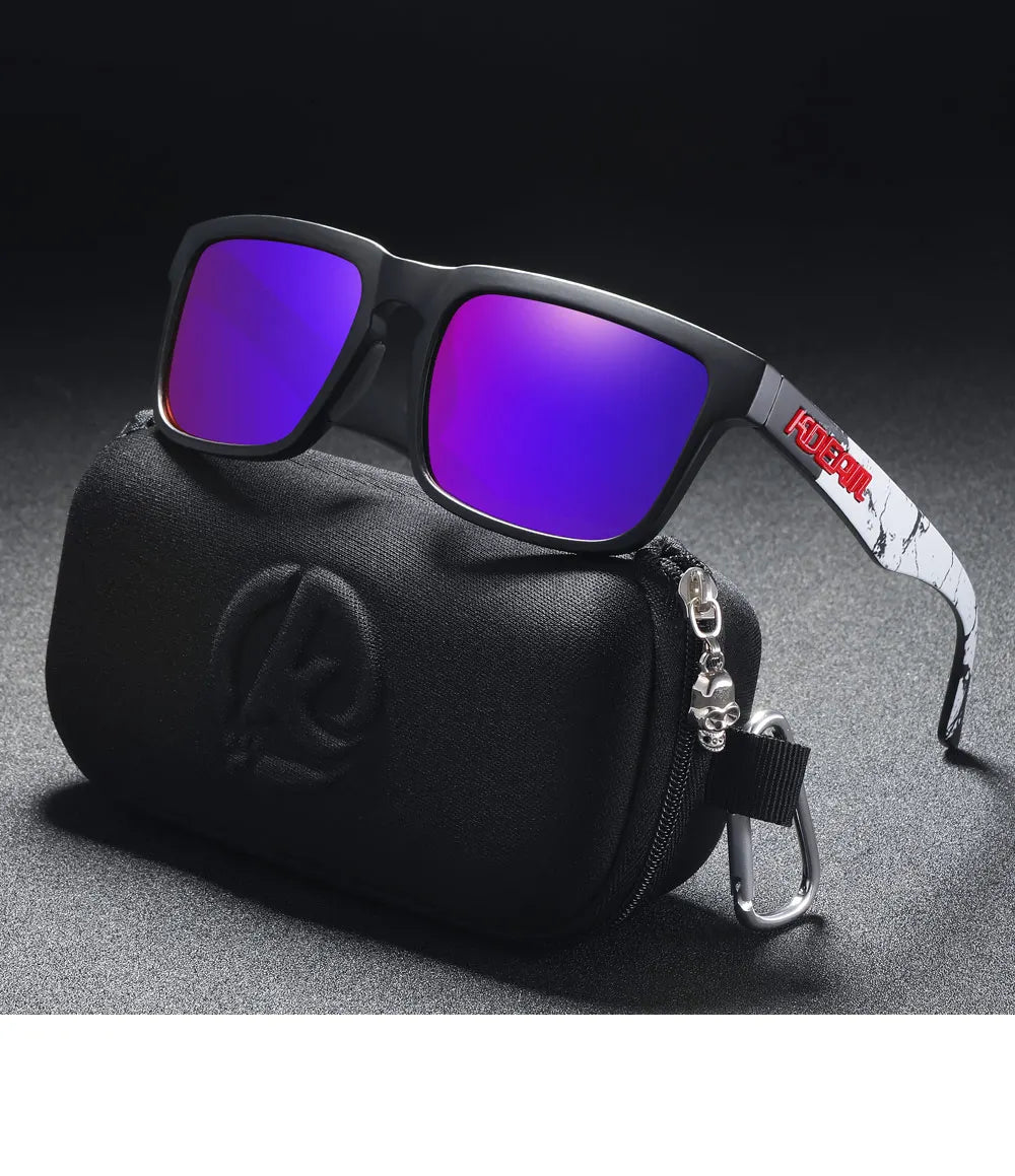 KDEAM Men's Polarized Sunglasses Square Casual Outdoors Sun Glasses Women Unisex Sunglass For Couple With Zipper Case