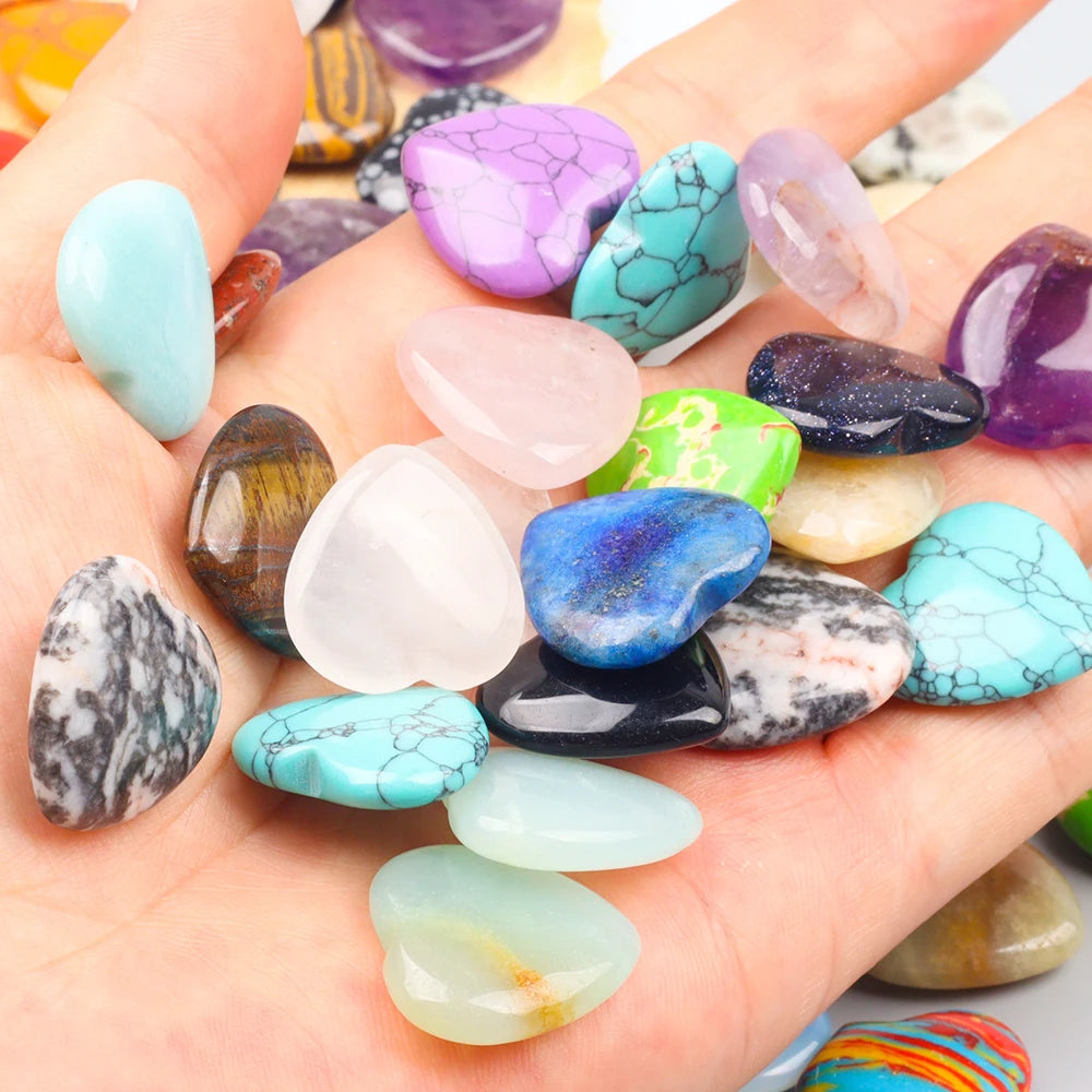 Heart Shape Amethyst Stone Crystals, 20mm, 10 20 30 Pcs Garden Decor