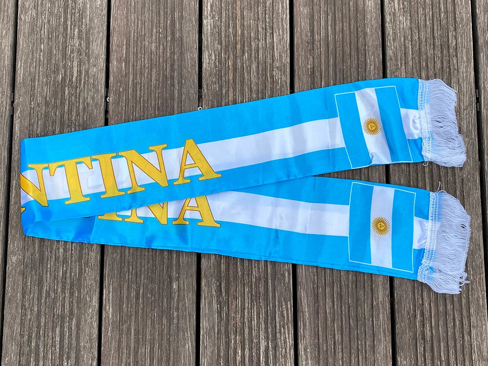 xvggdg  14x130cm  National Team Football Fans Scarf   Argentina france  Morocco  Croatia Tassel Flags Scarf   Souvenir
