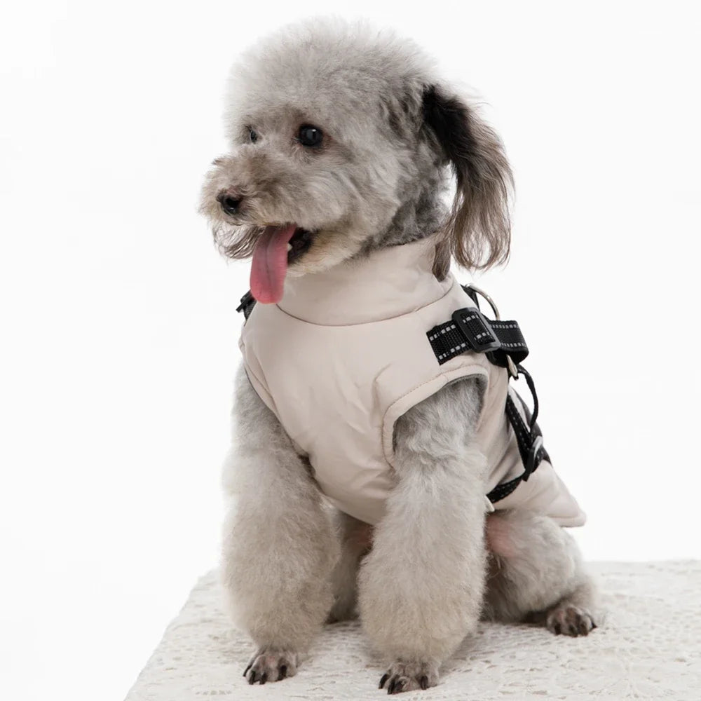 Dog Windbreaker Vest Warm Dog Clothes with Leash Attachment