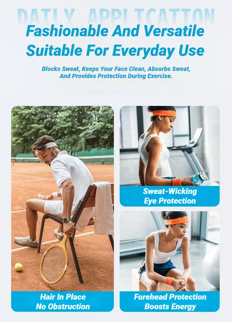 3Pcs Sweatproof Sports Headbands For Men Women Moisture-Wicking Sweatband Tennis Basketball Running Gym Workout Outdoor Yoga