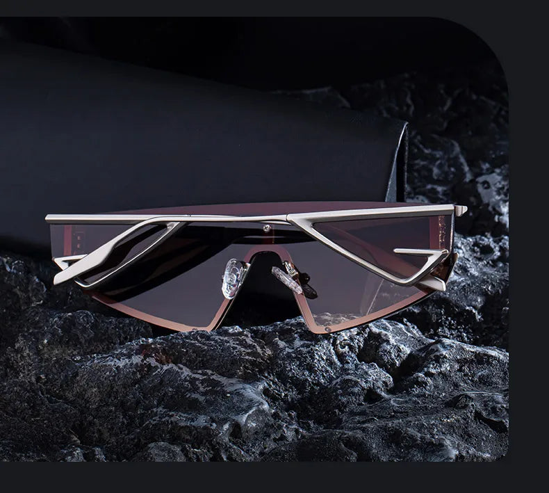 Y2K Punk Shield Sunglasses Square Frame UV400 Protection