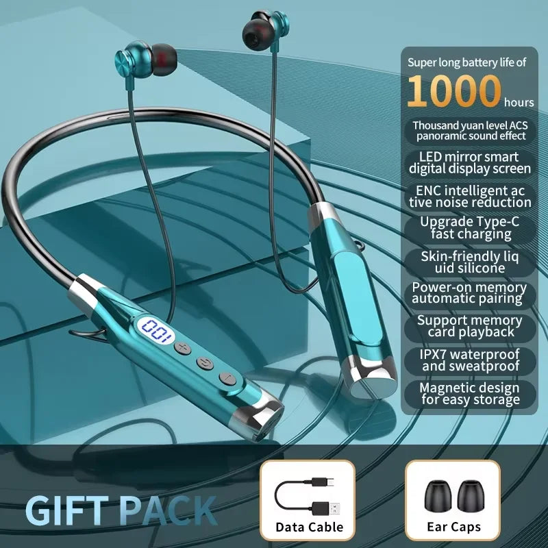 New Bluetooth Earphones Wireless Headphones Magnetic Sport Neckband Neck-hanging TWS Earbuds Wireless Blutooth Headset with Mic