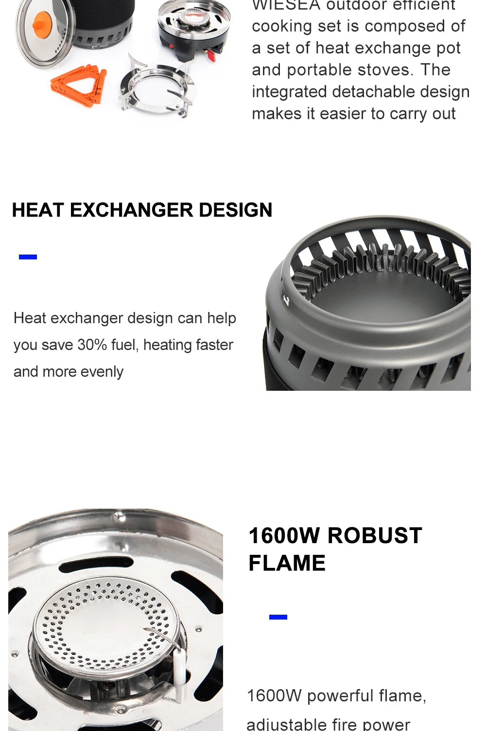 Widesea Camping Cooking System with Heat Exchanger Outdoor Gas Burner Stove Tourist Pot Set Cup Tableware Cookware Tourism Hike