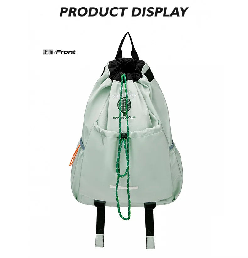 Portable Tennis Racket Bag Outdoor Sports Lightweight Drawstring Backpack for Men and Women, Hiking Bag.
