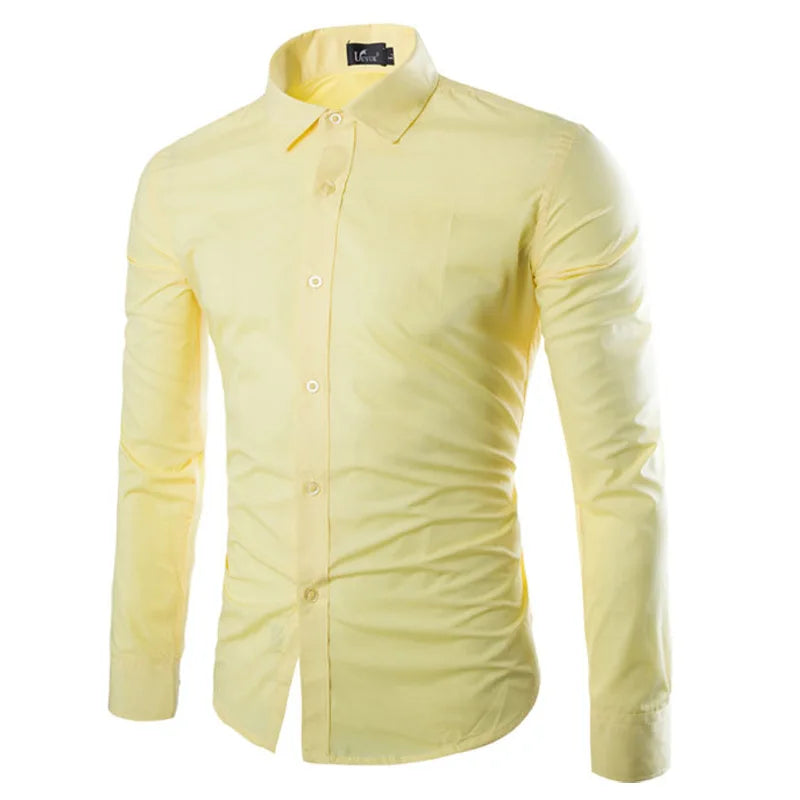 14 Colors Solid Color Men's Fashionable Candy Color Shirt Men's Casual Long Sleeve Shirt for Men