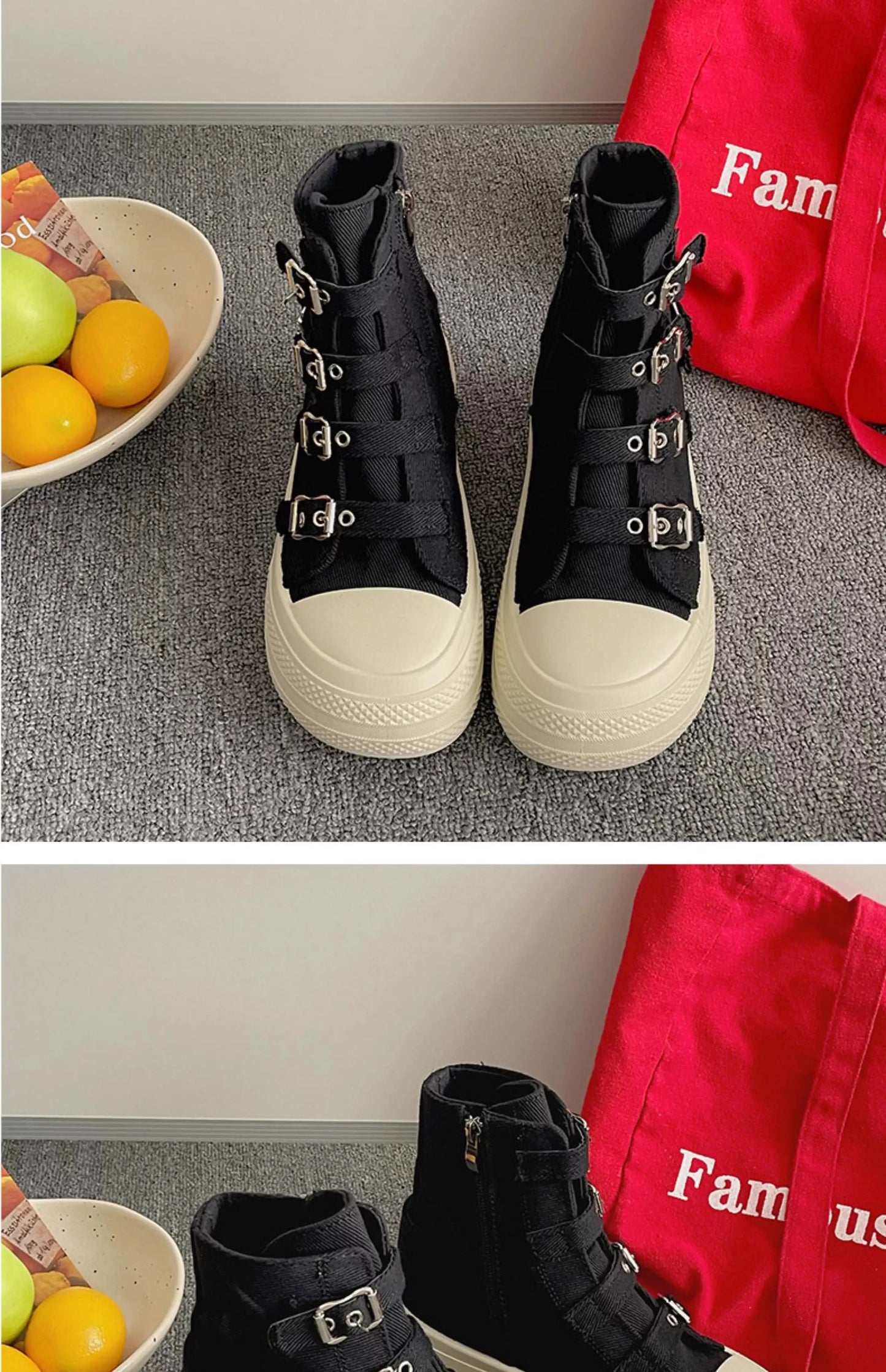 CHABELLA Women's High Top Canvas Shoe Design Buckle Strap Zip Simplicity Female Shoes 2025  High Street Grace Waling Shoes