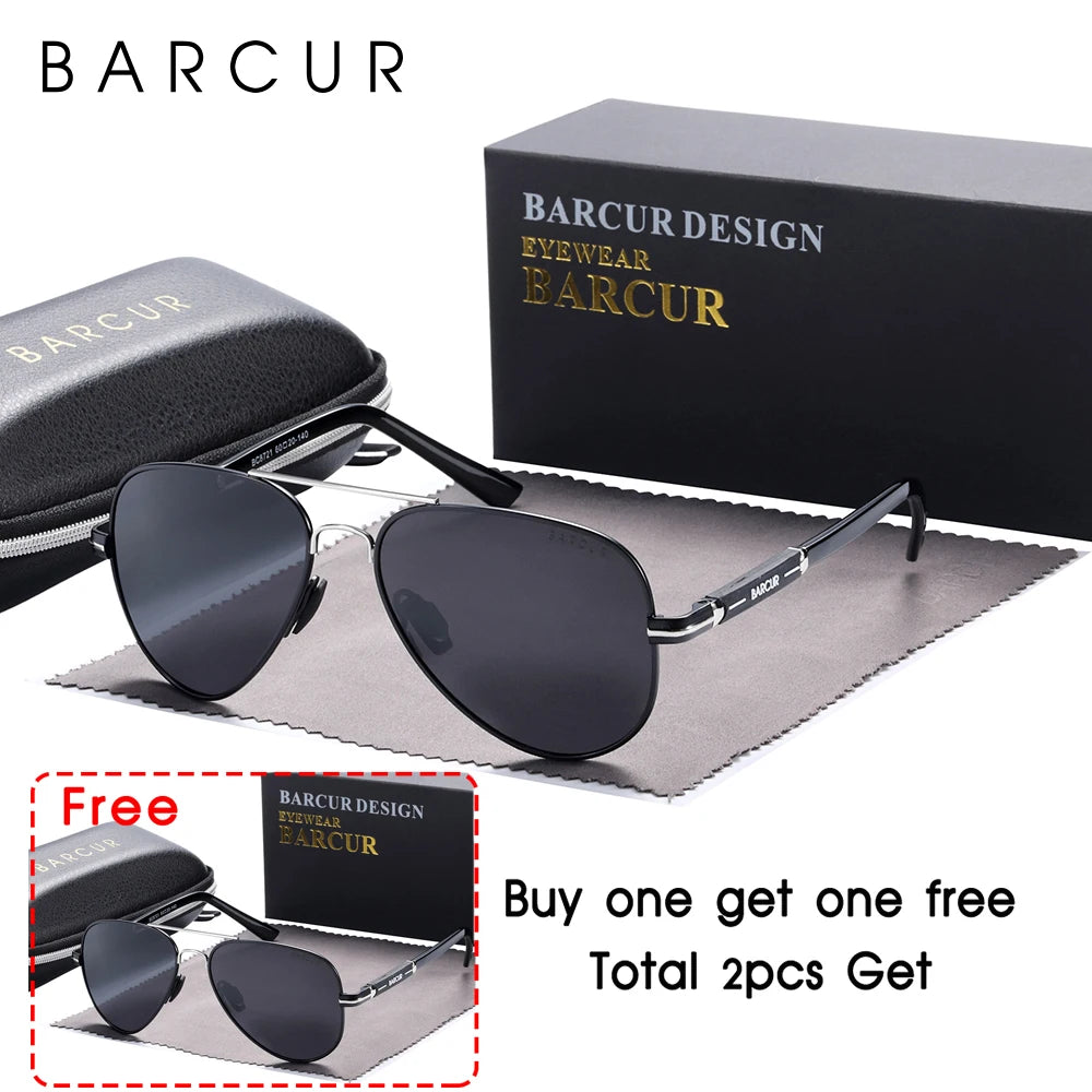 BARCUR Polarized Mens Sunglasses Pilot Sun Glasses for Men Accessories Driving Fishing Hiking Eyewear Oculos Gafas De Sol