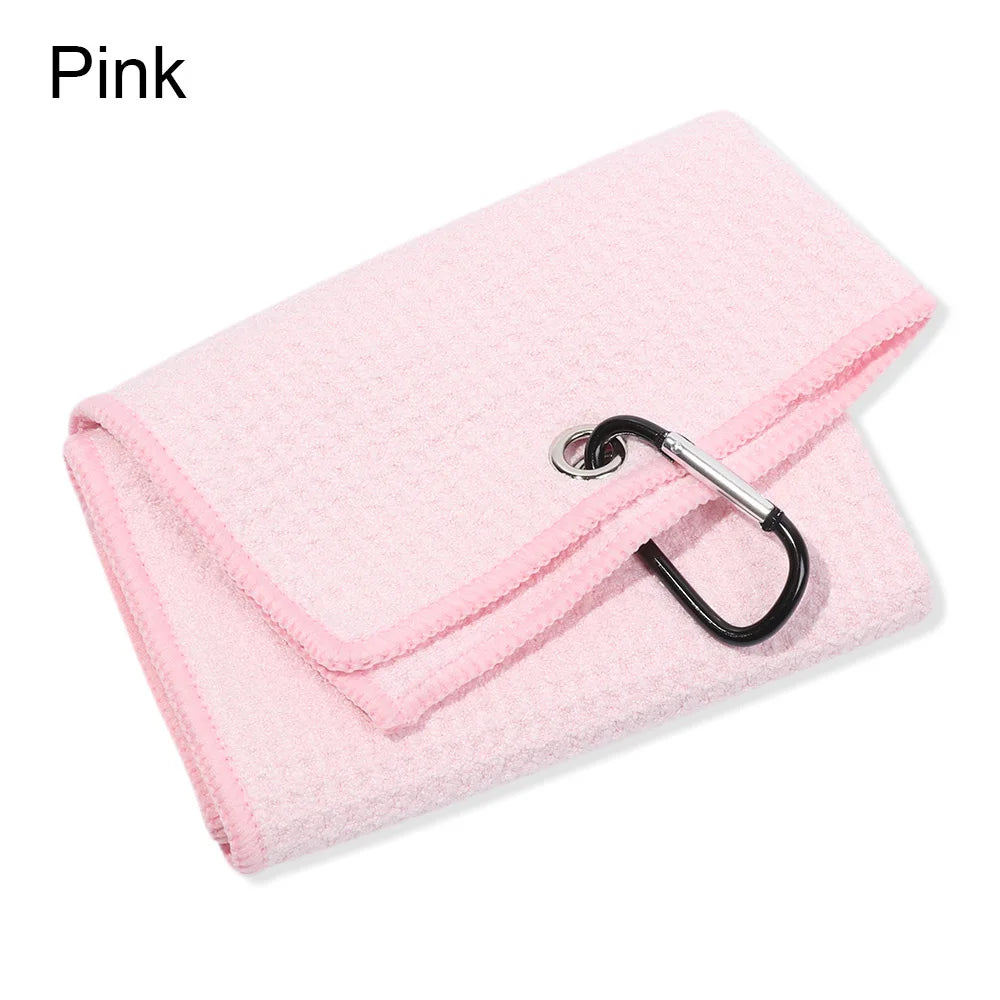 Cotton High Water Absorption Microfiber Cleaning Towels Golf Towel With Carabiner Hook Cleans Clubs