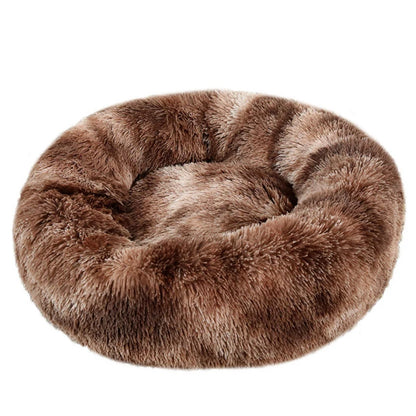 Round Plush Pet Bed for Cats and Dogs, Indoor Sofa