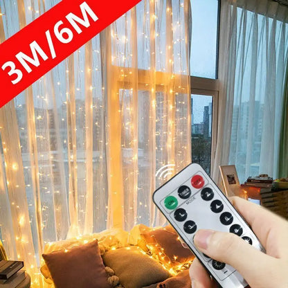 3/4/6M LED Curtain String Lights – USB Powered Fairy Garland with Remote Control, Christmas Festoon Lights for Bedroom, Home & Party Decoration
