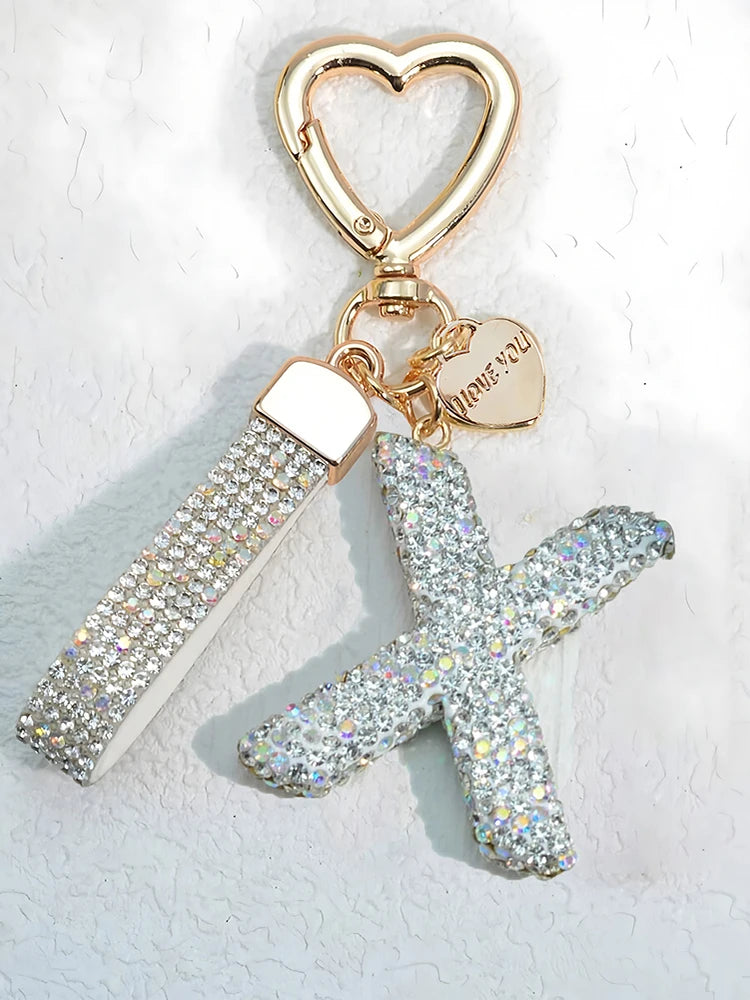 Elegant Diamond Letter Keychain – Lady Bag & Car Accessory