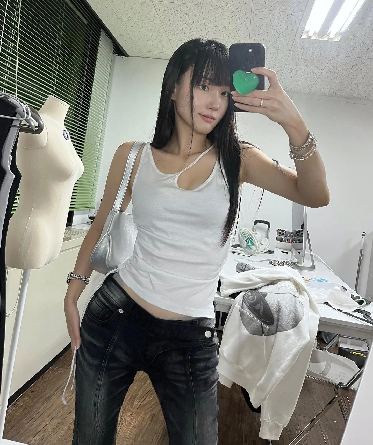 Karrram Vintage Distressed Low Waist Jeans Grunge Asymmetrical Waist Denim Pant Korean Fashion Black Flare Jeans Kpop Streetwear