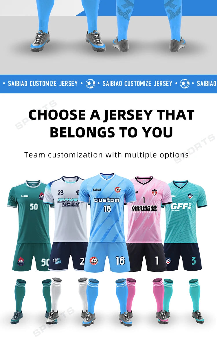 Adult Kid Football Jersey Men Customize Soccer Uniform Sports Shirt Women Futsal Sportswear Child Team Training Tracksuit Outfit