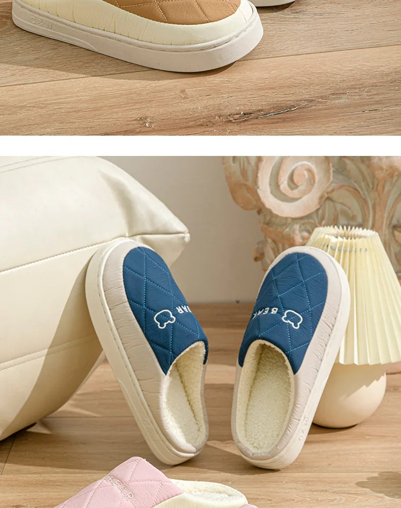 Winter Waterproof Slippers For Men With Plush Insole And Non Slip